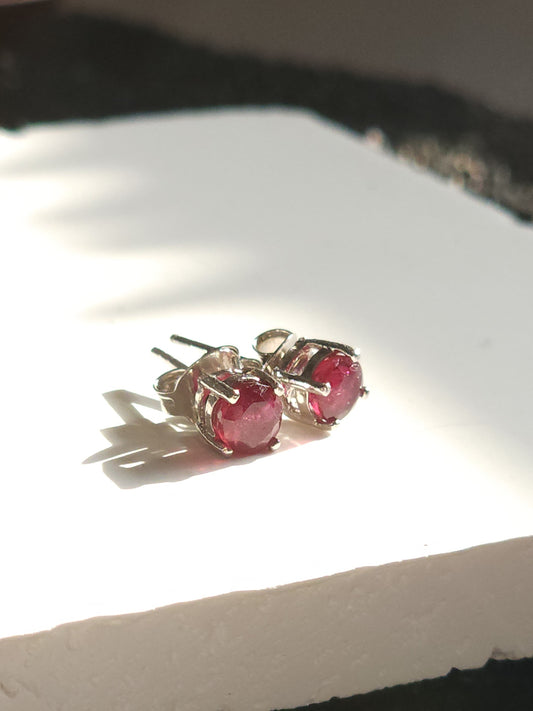 Round Ruby Earrings (5mm)