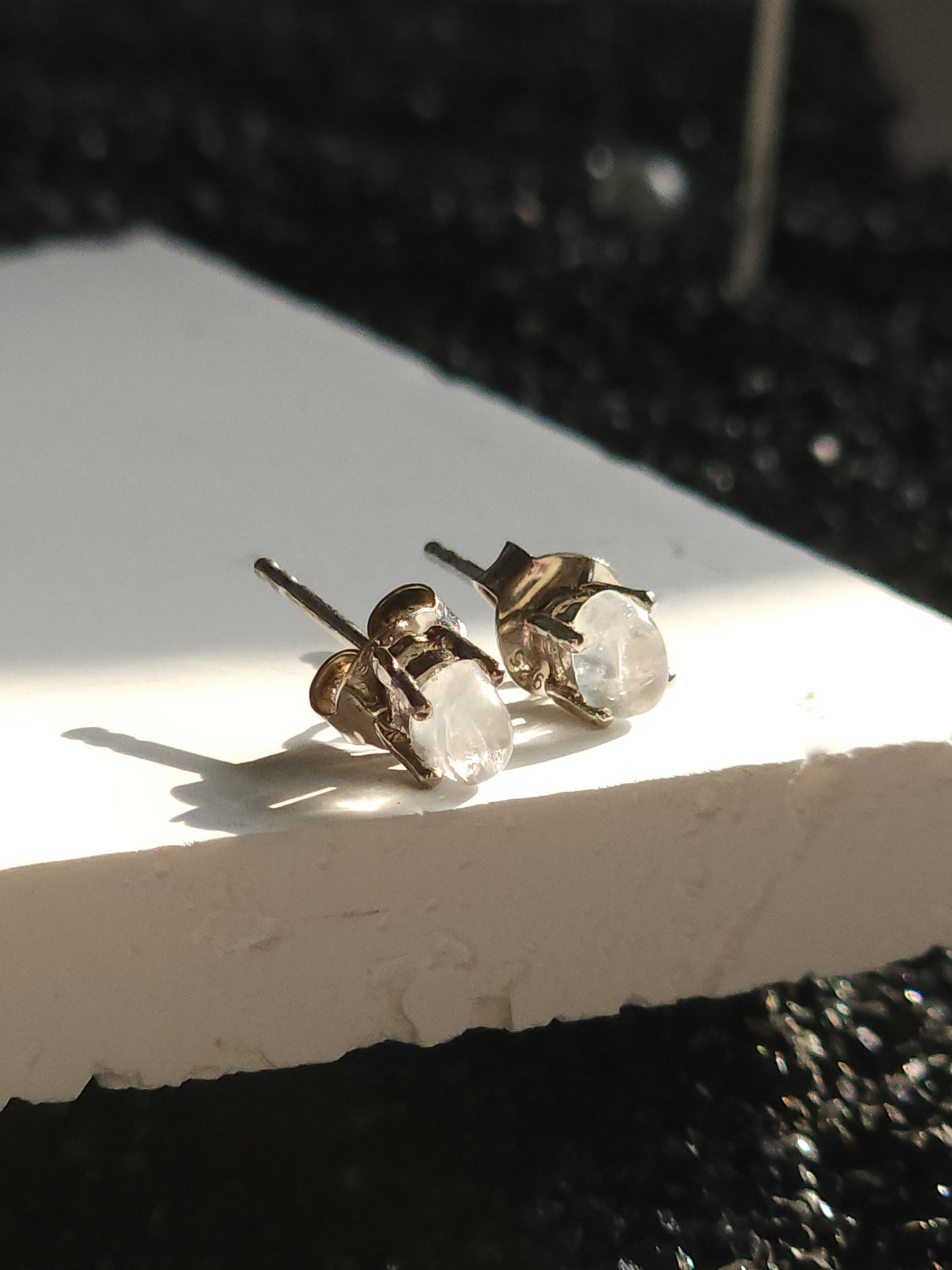 Oval Cabochon Moonstone Earrings (5x4mm)