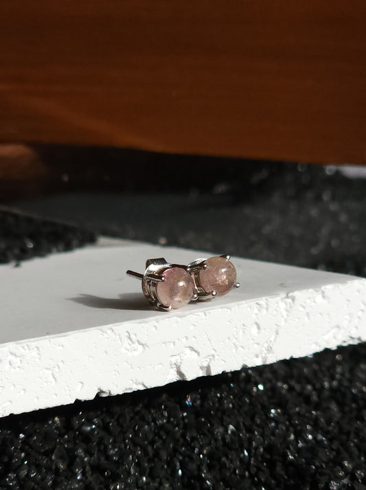 Round Cabochon Pink Tourmaline Earrings (5.0mm)