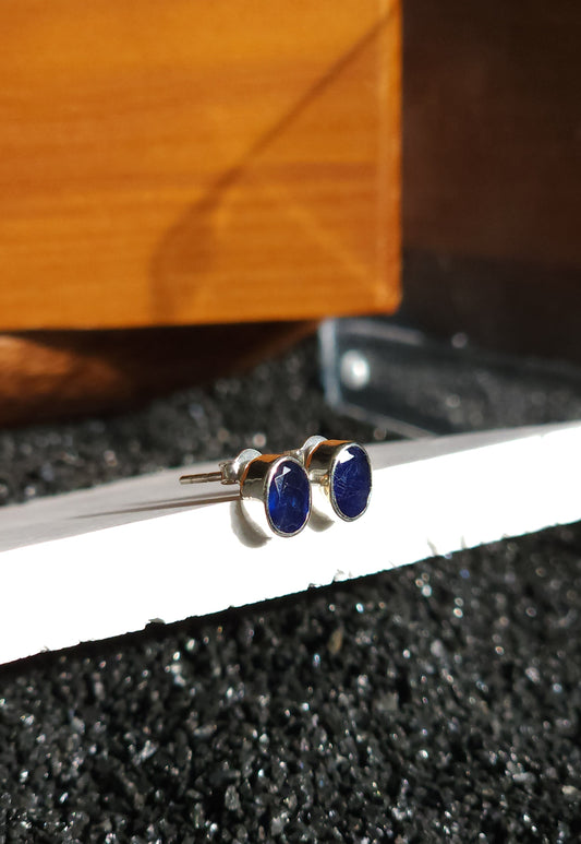 Oval Cut Bezel Sapphire Earrings (7.8mm)
