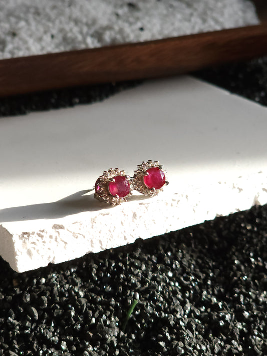 Tyrell Topaz Floral Pave Ruby Earrings