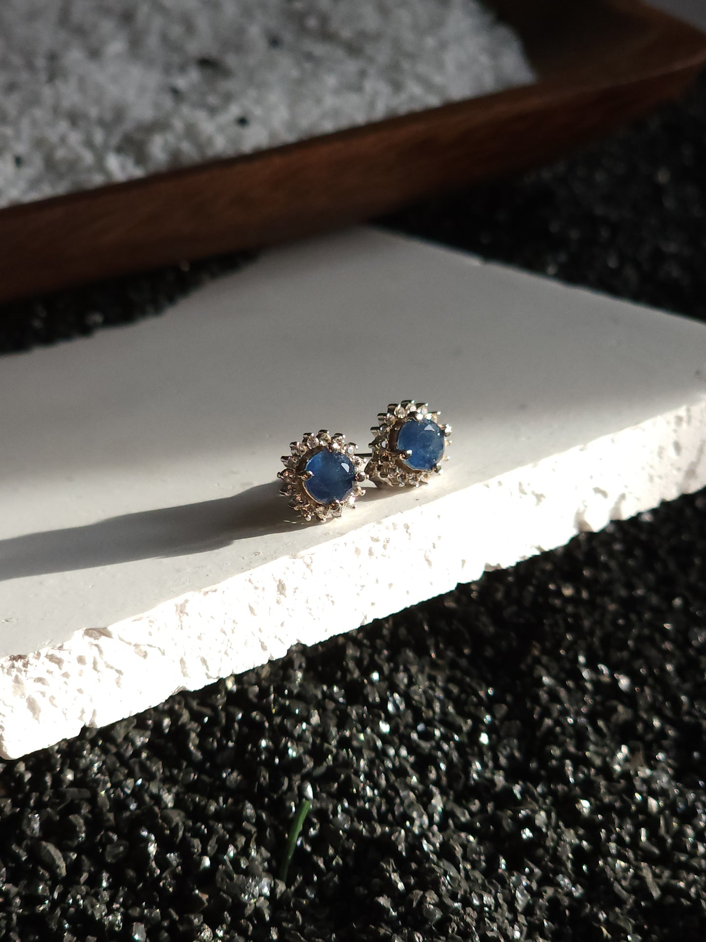 Tyrell Topaz Floral Pave Sapphire Earrings
