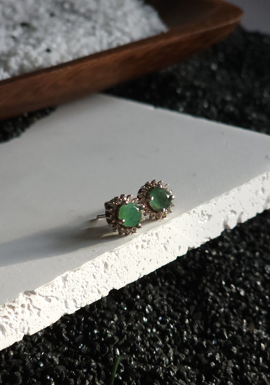 Tyrell Topaz Floral Pave Emerald Earrings