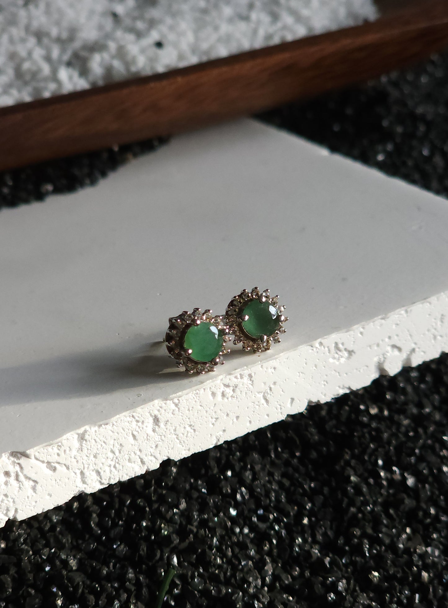 Tyrell Topaz Floral Pave Emerald Earrings