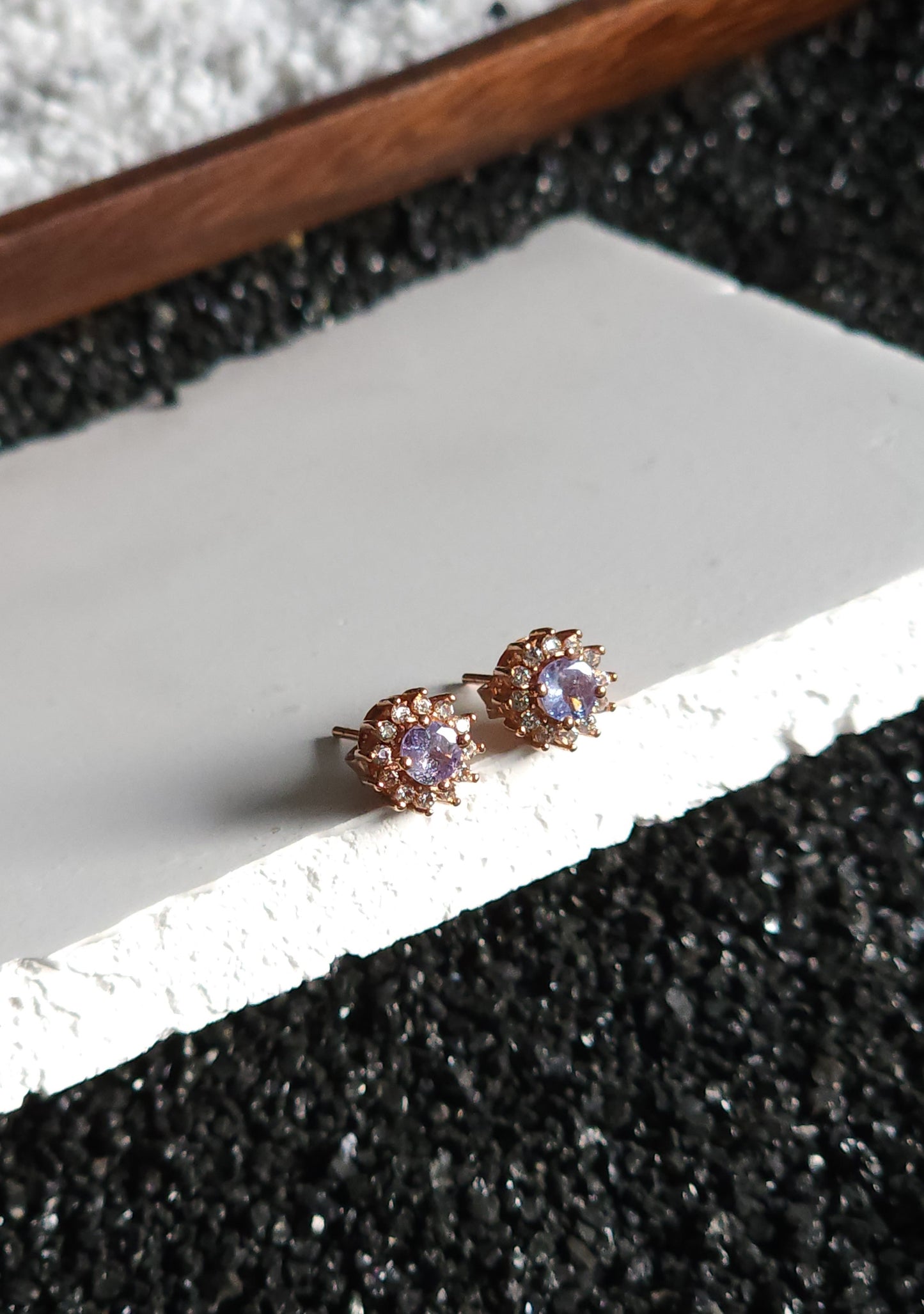 Tyrell Topaz Floral Pave Tanzanite Earrings
