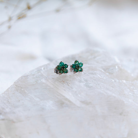 [Elysium Earrings Series I] Plumeria Emerald Earrings
